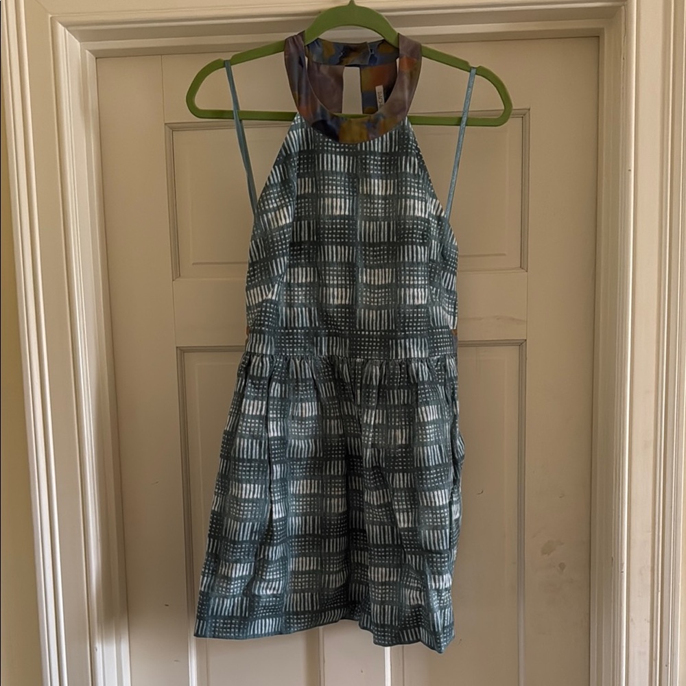 RACHEL Rachel Roy Green and White Halter Mini Dress